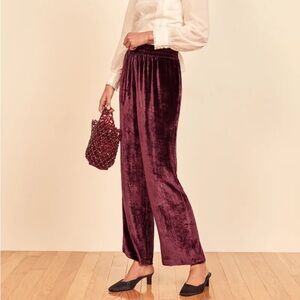 Reformation Vanya Velvet Pants in Plum